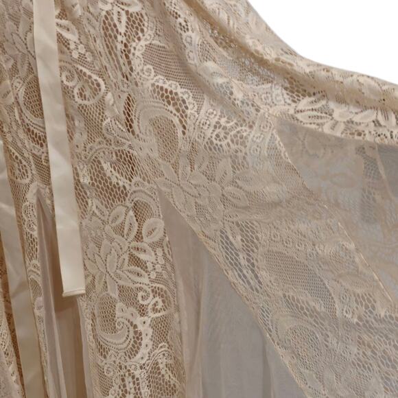 Candalite Women Champagne Beige lace Sheath Dress vented bottom Maxi Sz. 1X - Picture 9 of 11